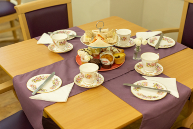 The dining room with afternoon tea served